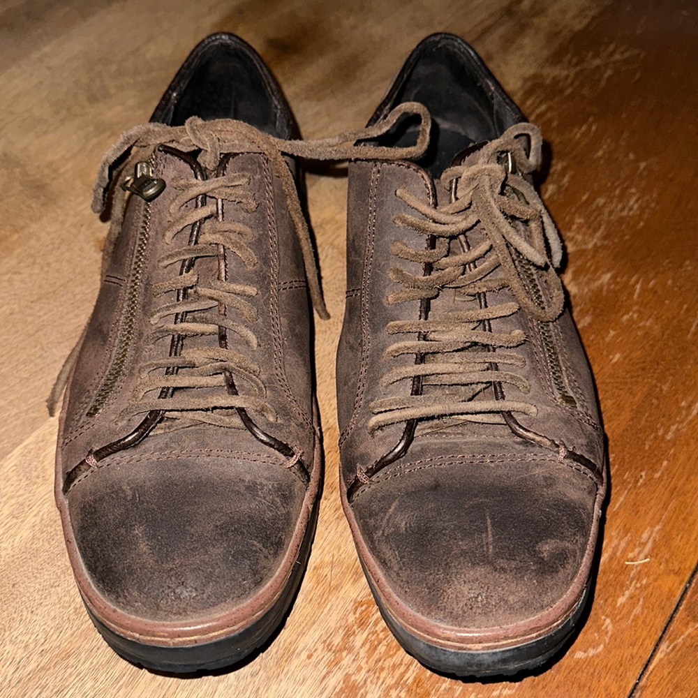 John Varvatos Shoes Barrett Creeper Leather Brown Zip Lace